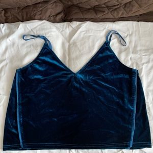Cotton Candy - Size L - Green/Blue velvet feel cami top -